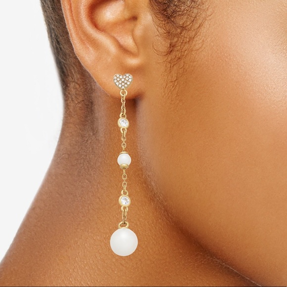 kate spade Jewelry - Kate spade crystal pearl mismatch drop earrings
